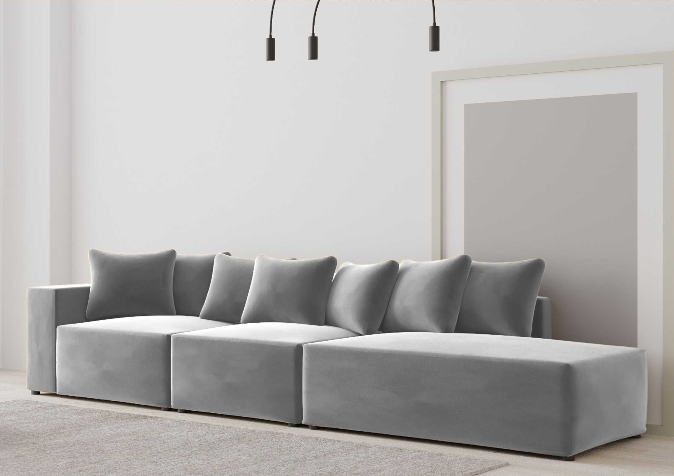 Loftowa sofa w kolorze szarym